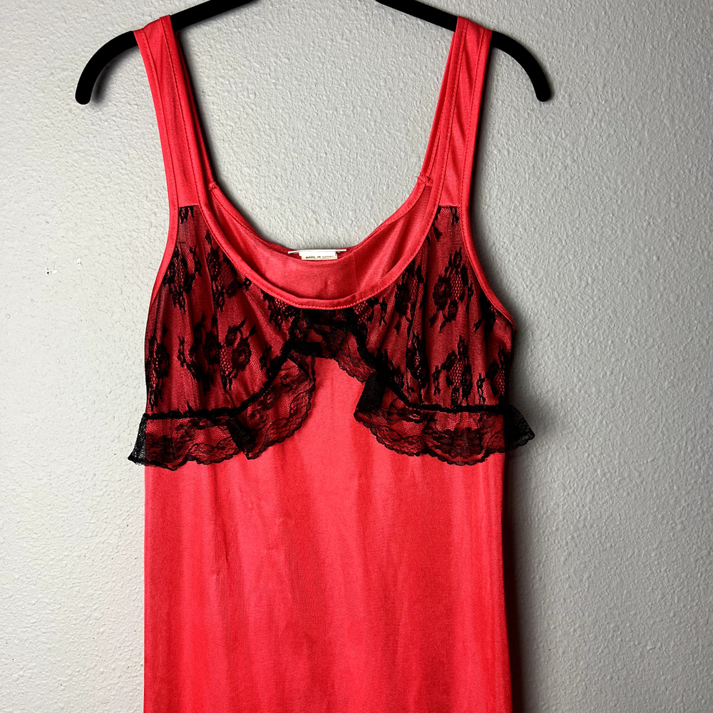 VTG CW Classics Small Red Black Dark Romantic Smock Babydoll Nightgown Peignoir